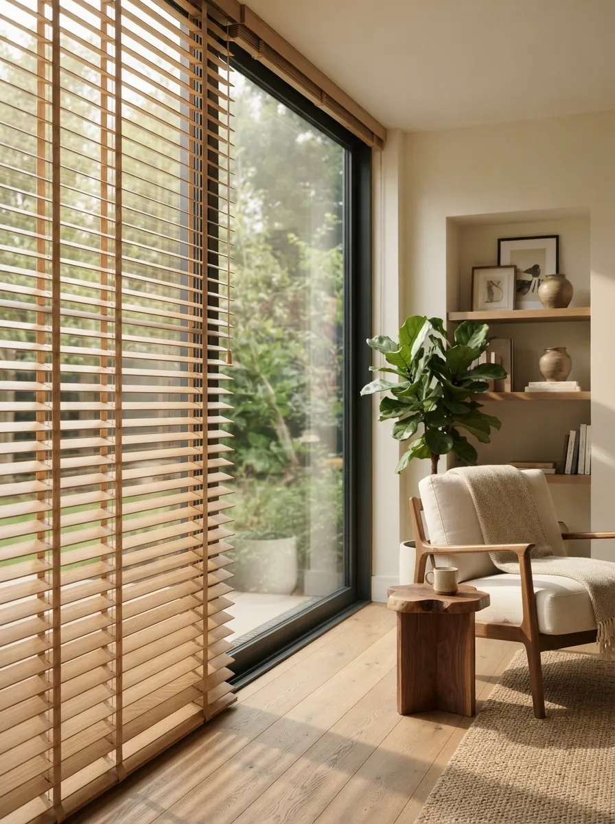 Light Oak Wooden Venetian Blinds Dubai