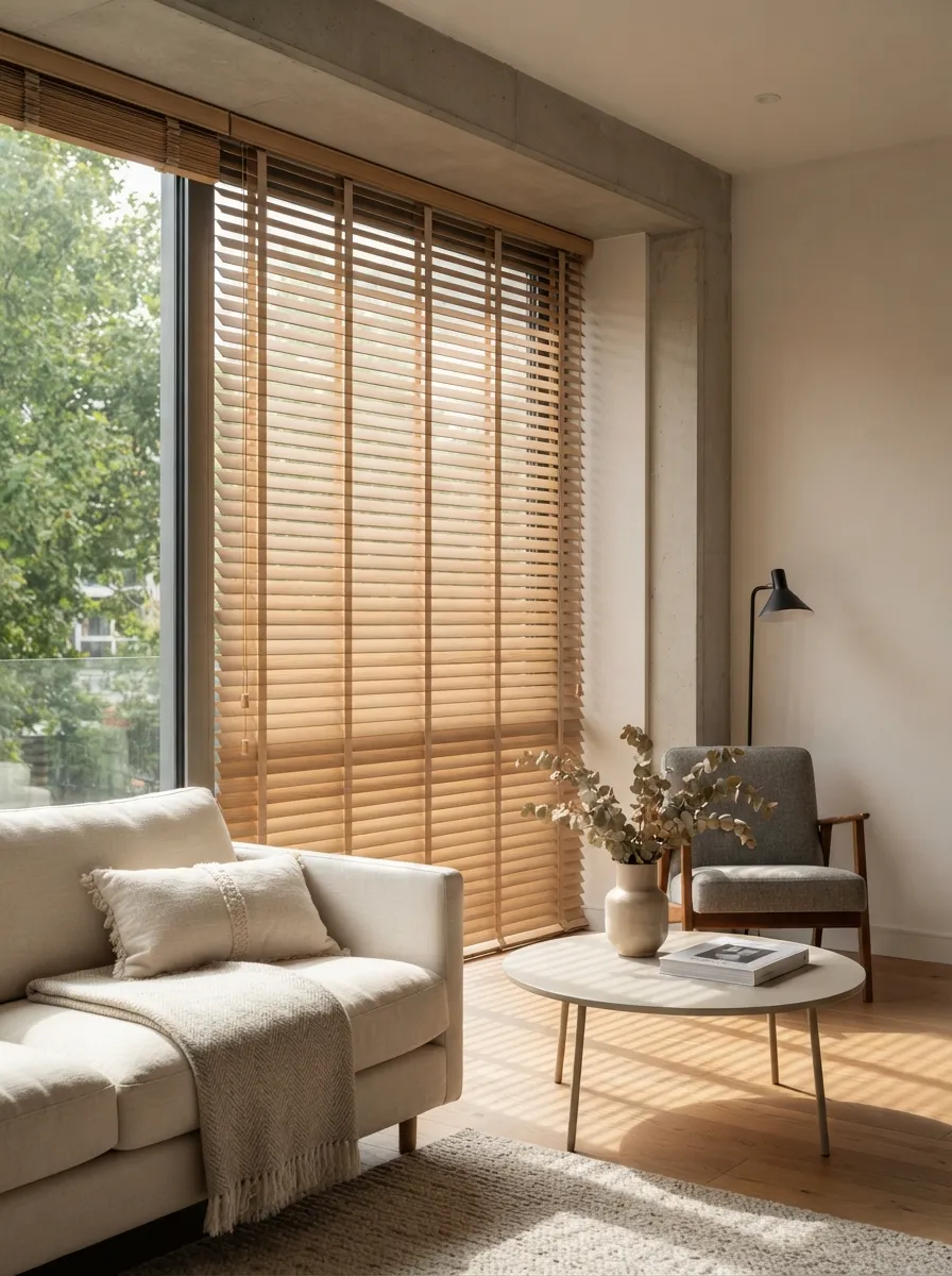 Light Oak Wooden Venetian Blinds Dubai