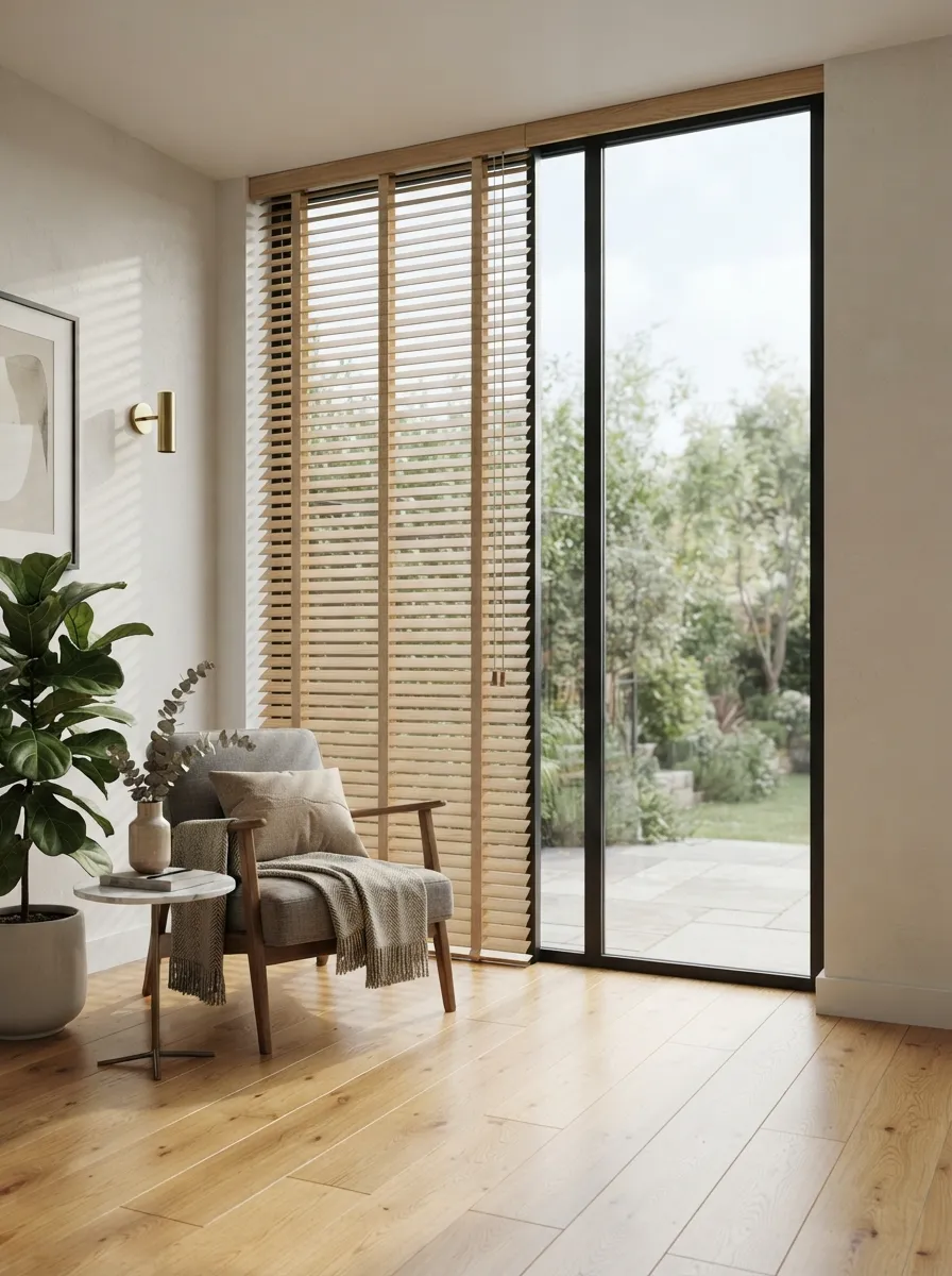 Light Oak Wooden Venetian Blinds Dubai