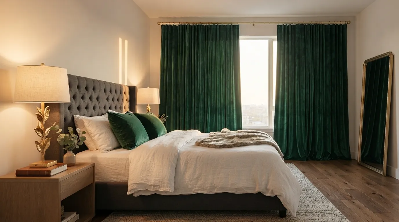 Shiny Velvet Bedroom Curtains Dubai