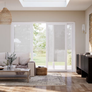 Soft Grey Voile Sheer Blinds for Sliding Glass Doors Dubai | Elegant Privacy Shades
