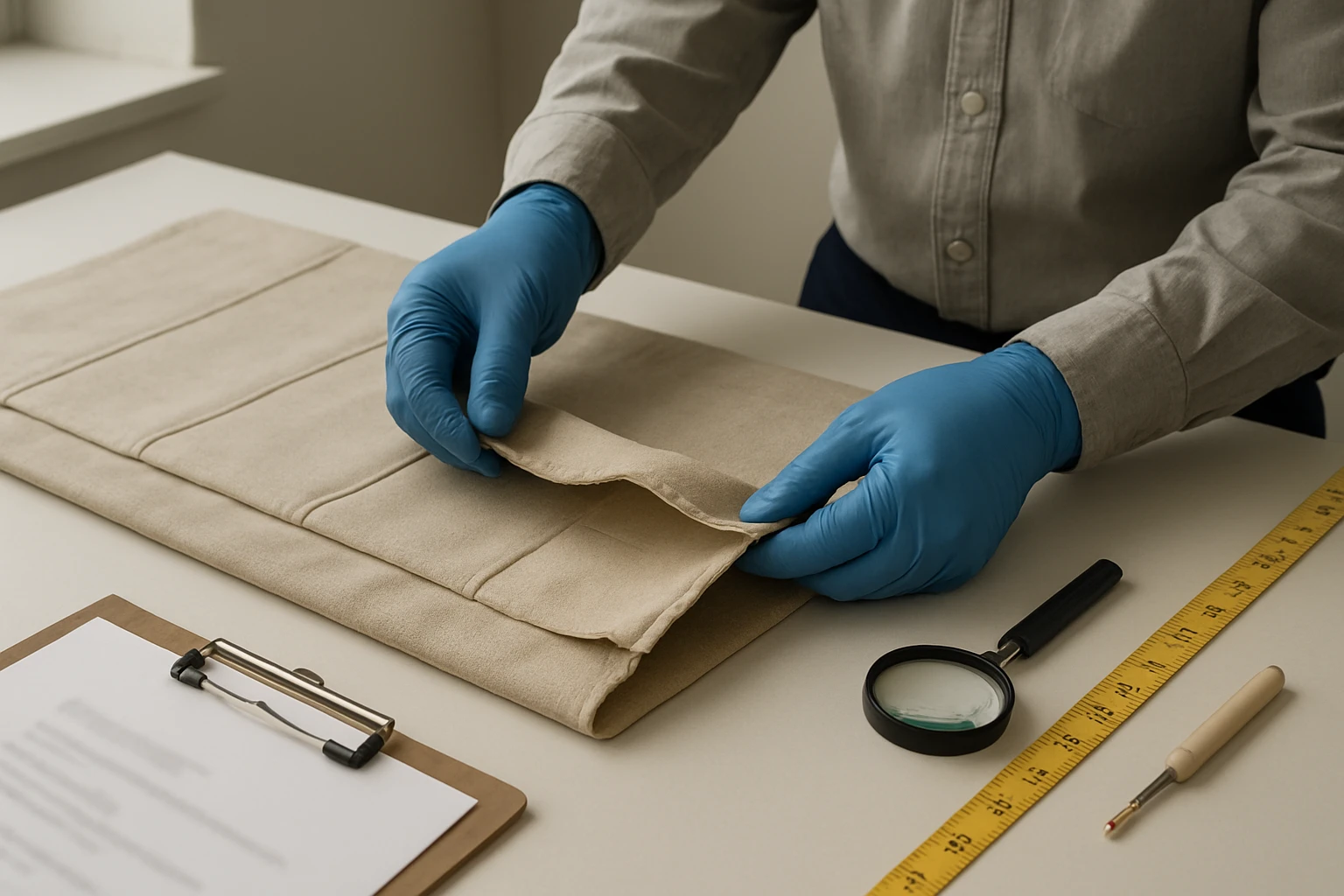 Fabric Roman shade inspection