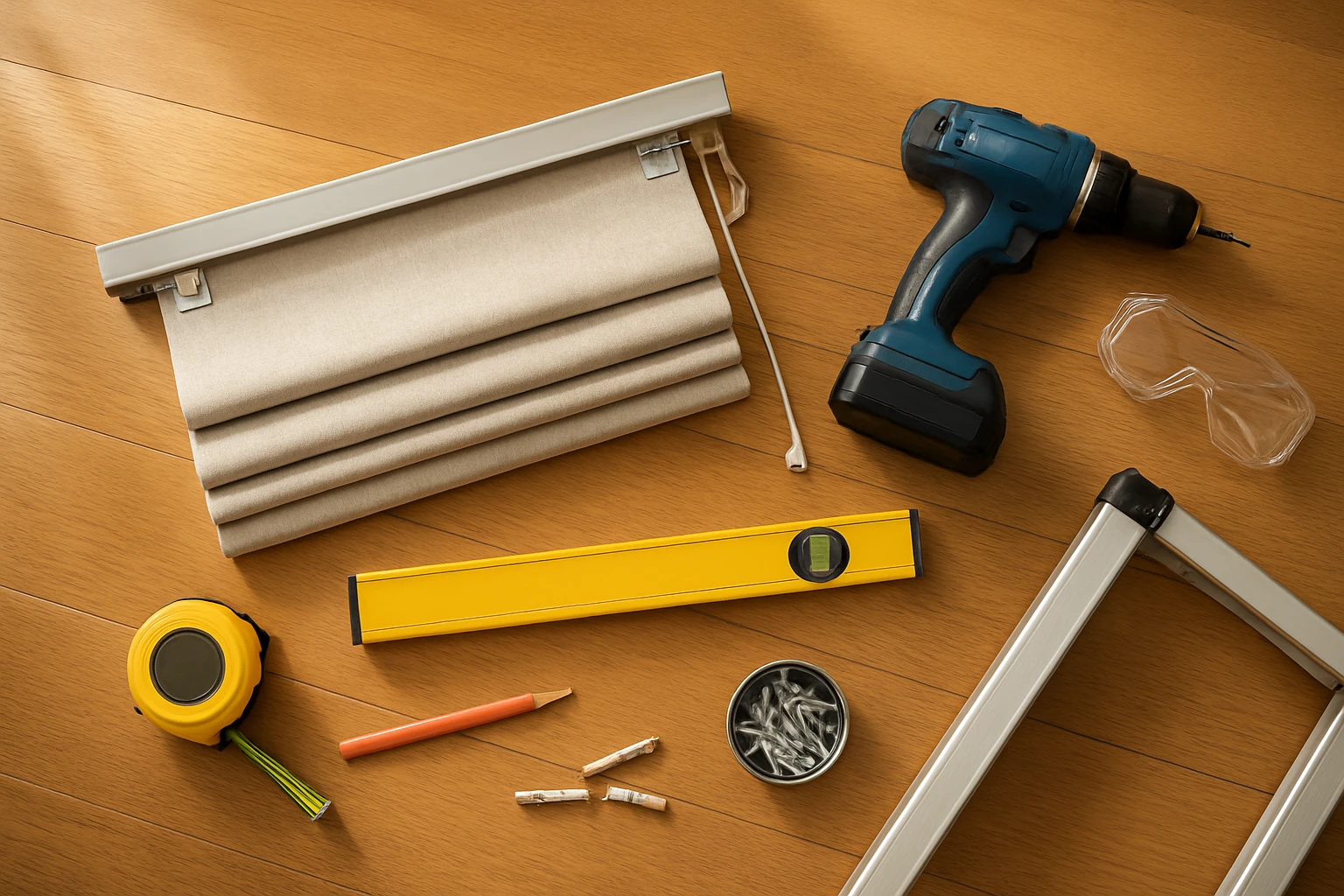 Roman blind headrail and installation tools