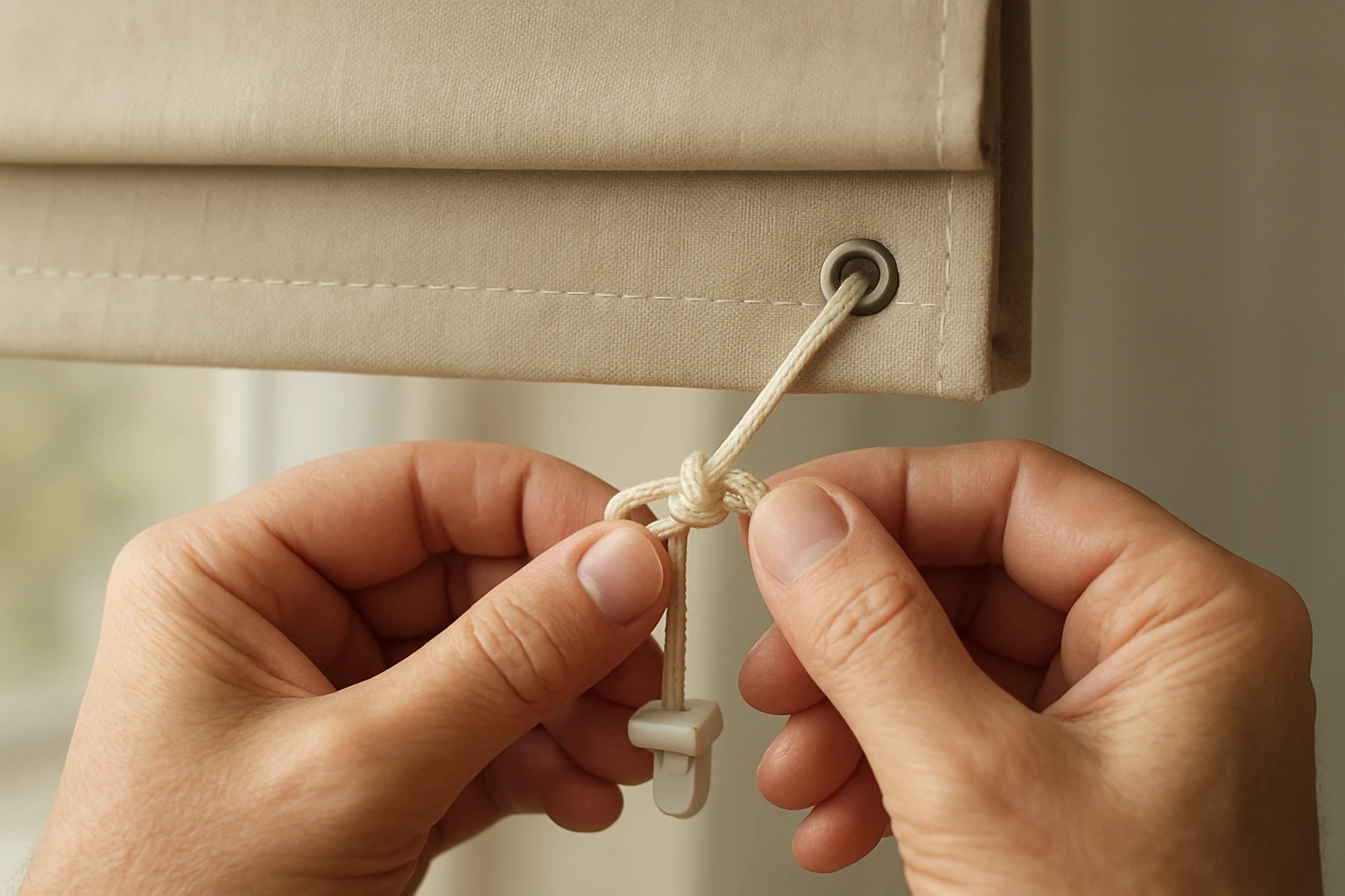 Roman blind lift cord knot