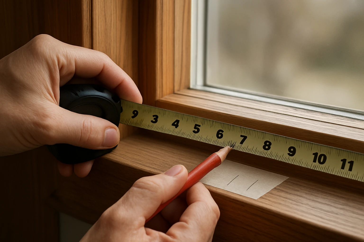 Roman blind measurement at window