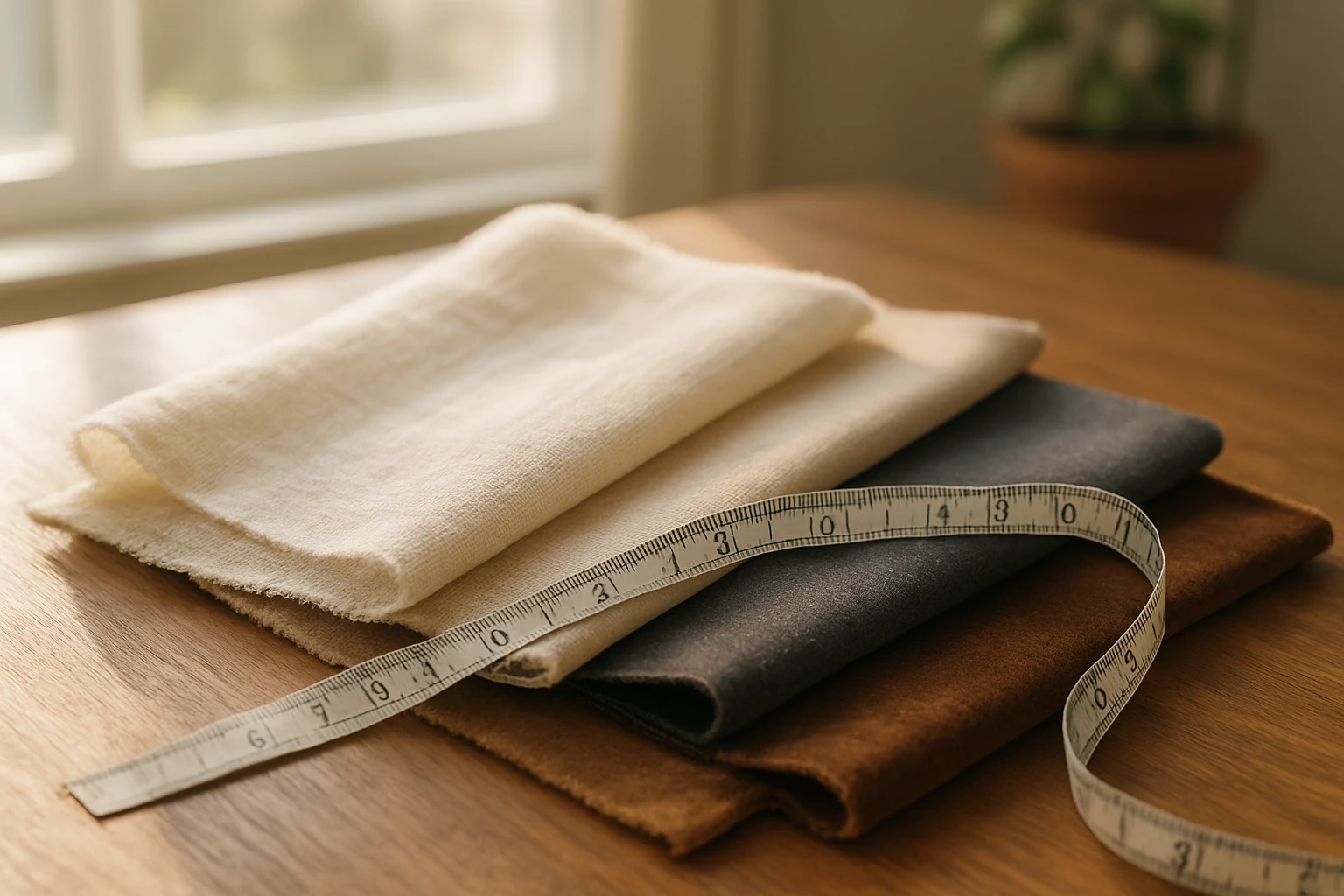 Roman shades fabric swatches on table