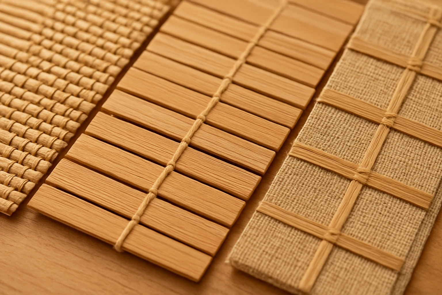 Bamboo shade weave samples