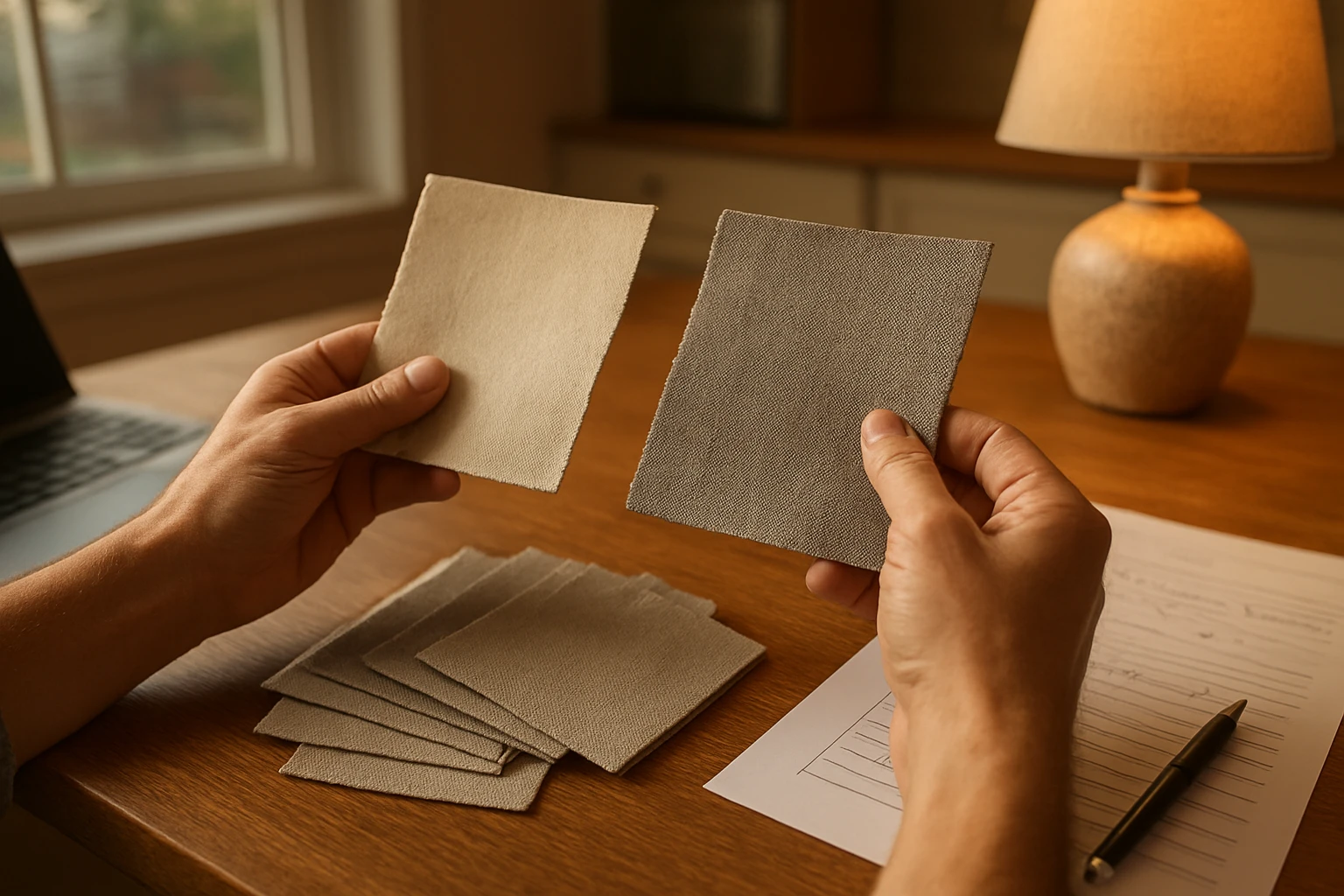 Roman shades fabric swatches comparison